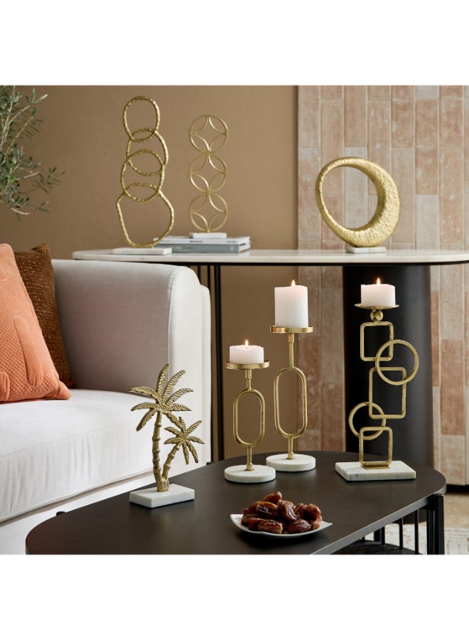 Home Box Blake Metal Candle Stand with Marble Base - 10x10x29.5 cm - Image 5